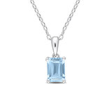 1.20 Carat (ctw) Blue Topaz Emerald-Cut Pendant Necklace in Sterling Silver with Chain